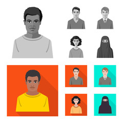 Isolated object of hairstyle and profession icon. Set of hairstyle and character stock symbol for web.