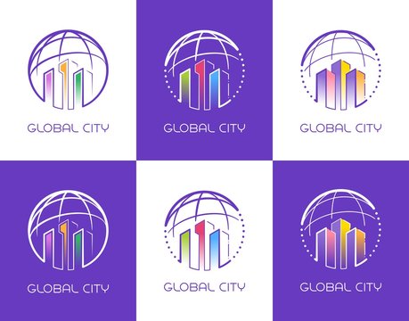 Global City Emblem. Set of logo designs on the subject of "Global Business".