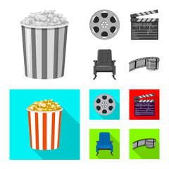 Isolated object of television and filming logo. Set of television and viewing vector icon for stock.