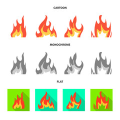 Vector design of bright and dangerous symbol. Collection of bright and wildfire vector icon for stock.