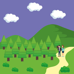 Couple in park vector design
