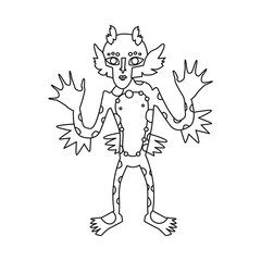 Isolated object of demon and aquatic logo. Collection of demon and merman stock vector illustration.