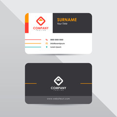 Modern business card design template. Orange color abstract line element clean composition.