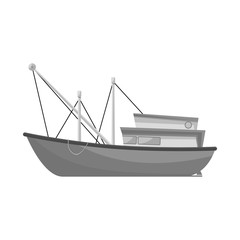 Vector illustration of trawler and fishery icon. Collection of trawler and ocean stock symbol for web.
