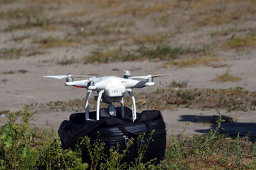 Drone quadrocopter outdoor. 
