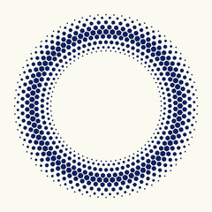 Halftone circle made by flat hexagons. Geometric.