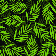 Tropical palm leaves seamless pattern