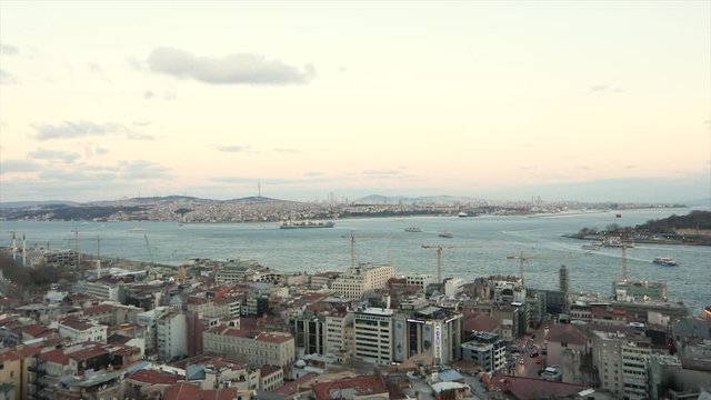 Beautiful view of the Bosphorus, the ships sailing along the Bosphorus time lapas