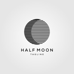 half moon line art logo template icon vector design - obrazy, fototapety, plakaty
