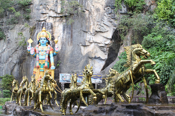 KUALA LUMPUR, MALAYSIA, JANUARY 2017: Batu Caves is a functioning Hindu temple with huge statues.