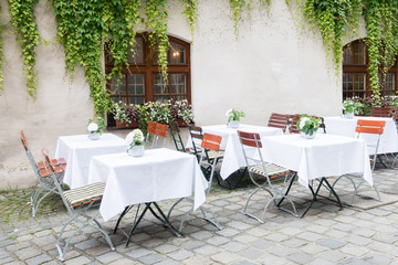 dinner table set at restaurant