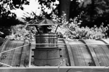 Naklejka premium Cheminée de péniche