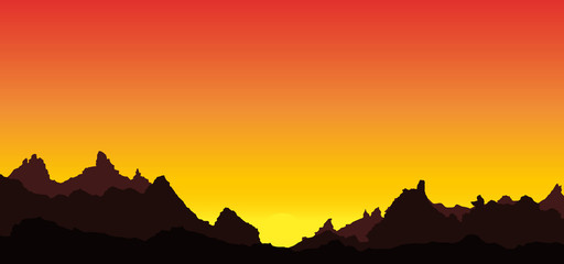 Fototapeta na wymiar Sunset background in the rocky mountains