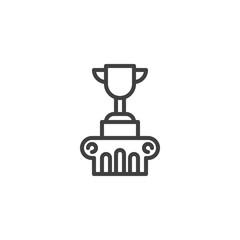 First place winner line icon. linear style sign for mobile concept and web design. Award trophy champions cup outline vector icon. Symbol, logo illustration. Vector graphics