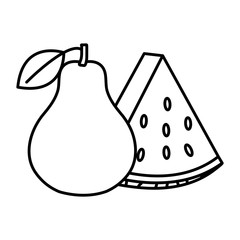 fresh watermelon and pear fruits