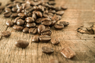 coffee bean on wooden background