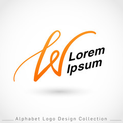 Hand Written Alphabet Logo Design Template isolated on white background : Vector Illustration