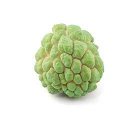 Obraz premium Sugar apple (custard apple, Annona, sweetsop) isolated on white background with clipping path, Exotic tropical Thai annona or cherimoya fruit