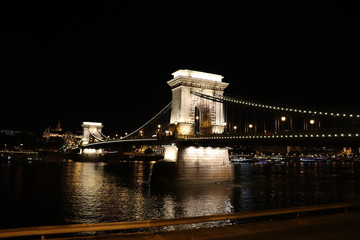 Chain Bridge at night, Budapest, Hungary