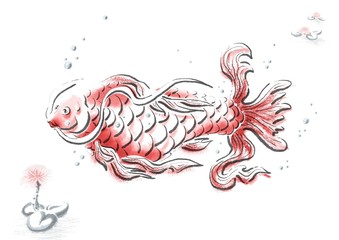 Fish and Lotus Flowers