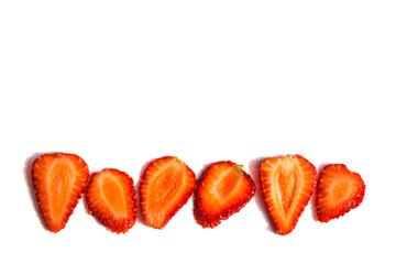Strawberry isolated over white background. Close up, top view, high resolution product