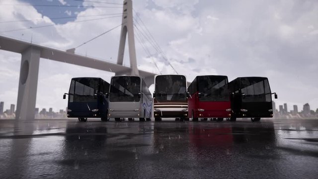 Bus station 3d realistic footage