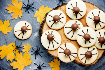 Halloween spider cookies - funny treats for kids for halloween holiday