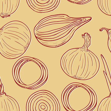 Vector Seamless Pattern of Sketch Oinon
