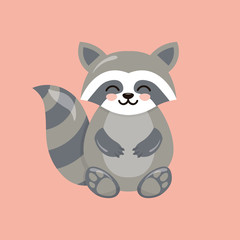 Blushing raccoon with pink background