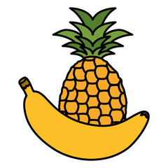 fresh banana and pineapple fruits