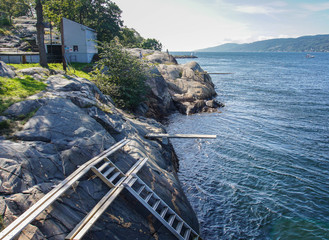 The waterfront in the quiet Norwegian village of Asgardstrand near Oslo in Norway