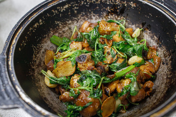 Taiwanese Styled Stir Fried Chicken with 3 Sauces.