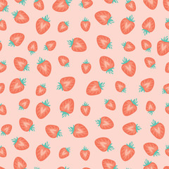 Pink seamless pattern with strawberry slices