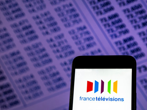 Kiev, Ukraine, November 26, 2018, illustrative editorial.  France Televisions Media company logo seen displayed on smart phone..