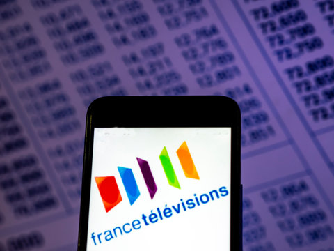 Kiev, Ukraine, November 26, 2018, illustrative editorial.  France Televisions Media company logo seen displayed on smart phone..