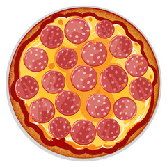 Tasty Pepperoni pizza with cheese, tomato.  Isolated white background. 