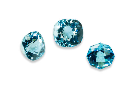 set of Blue topaz isolated on white background