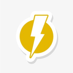 Electric icon sticker isolated on white background, Lightning Electric Power