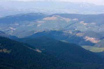 The majestic view of the beautiful mountains. Relaxing travel background. Tourist routes. Carpathians. Ukraine. Europe.