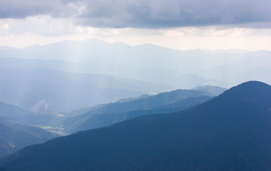 The majestic view of the beautiful mountains. Relaxing travel background. Tourist routes. Carpathians. Ukraine. Europe.