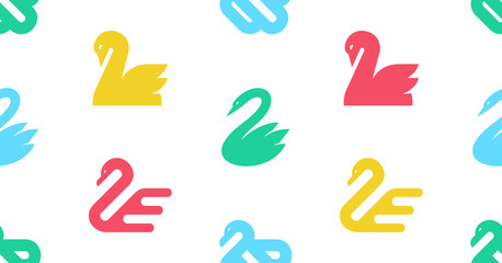 Seamless pattern with Swan logo. isolated on white background