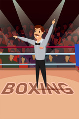 Boxing match referee flat vector illustration