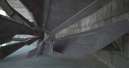 Abstract brown and beige concrete interior. 3D illustration and rendering.