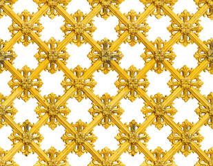Vintage golden pattern or lattice isolated on white background, seamless flower pattern