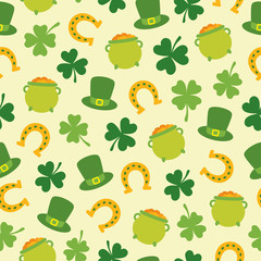 Seamless pattern with Saint Patrick's Day elements