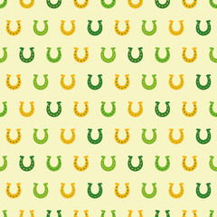 Seamless pattern with yellow and green horseshoes