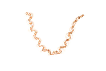 Brown check ribbon isolated on white background.