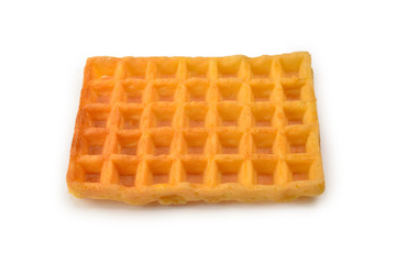 Belgian waffle isolated on white background.