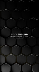 Vertical hexagon background. Gradient color light pattern with dark background technology style. Honeycomb. Vector illustration of light.