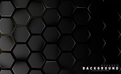 Abstract black hexagon pattern on a technology style of neon gradient background. Honeycomb. Vector illustration